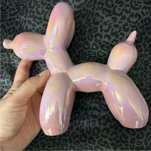 Pink holo ceramic balloon dog figure